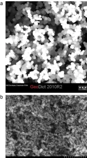 Figure 2.3: (a) The reconstructed microporous layer : (b) SEM image of a 