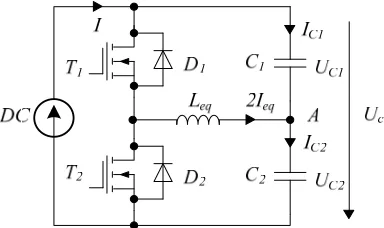 Figure 2. Active circuit of voltages equalization for two series supercapacitors  