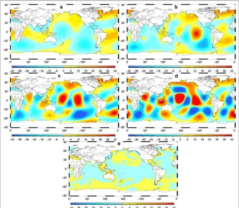 Fig. 12 Equivalent water height maps from the IG2-estimated SH coefficients and ECCO OBP solutions