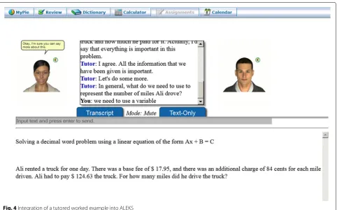 Fig. 4 Integration of a tutored worked example into ALEKS