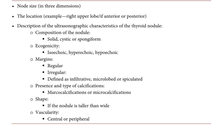 Table 4. The characteristics that should be assessed in the ultrasound [233] [234]. 