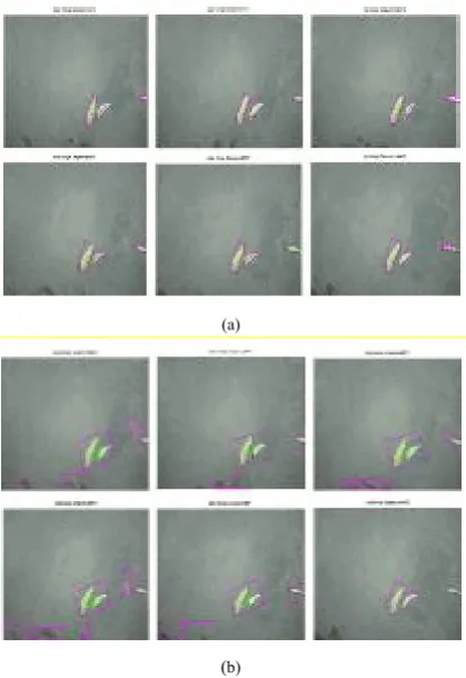 Figure 9.  Comparison binary foreground results. (a) the proposed algorithm foreground extraction results;(b) the traditional algorithm foreground extraction results 