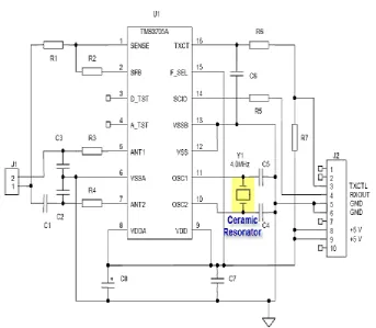 Table 1.  Pin assignment of TMS 3705 IC 