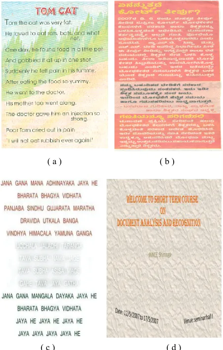 Figure 1. Color documents with printed text of different size, color and orientation. 