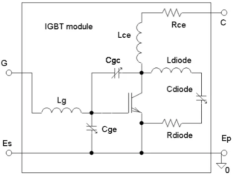 Figure 2.  Simple IGBT model for the radio-frequency oscillating noise components 