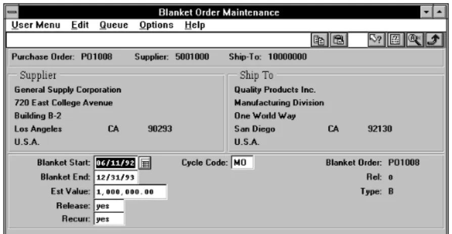 Fig. 2.5 Blanket Order  Maintenance  (5.3.1)