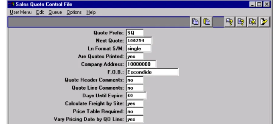 Fig. 3.2 Sales Quote  Control File (6.24)