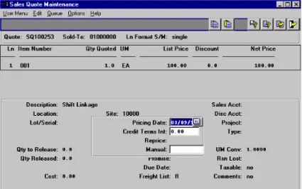 Fig. 3.4 Sales Quote  Maintenance Line  Items (6.1)