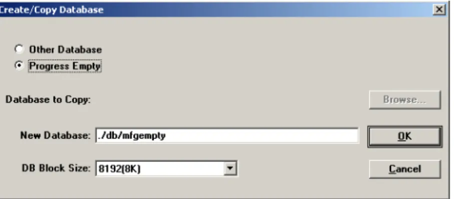 Fig. 3.5 Create/Copy  Database for  mfgempty