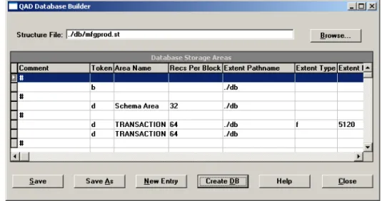Fig. 3.13 QAD Database  Builder for  mfgprod