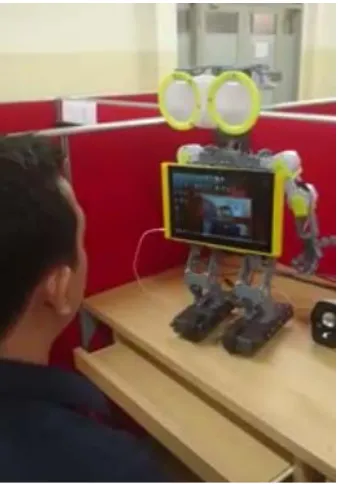 Fig. 1. Intelligent humanoid robot for teaching Mathematics in Indonesian language.  The face and speech recognition system s developed using Python and OpenCV [17] 