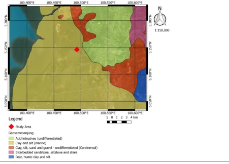 Figure 1. Geological Map of Peninsular Malaysia showing the study area.  