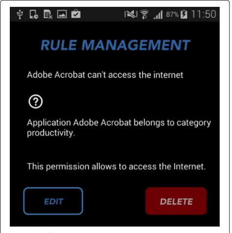 Fig. 8 Rule information screen