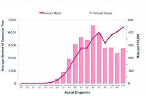 Figure 1: Rates of breast cancer across age group in 