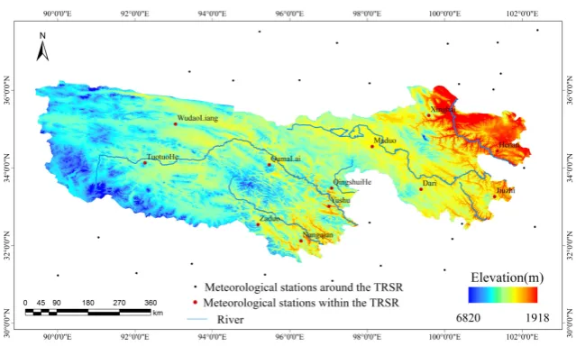 Figure 1. The general geographic map of the study area and the meteorological sites. 