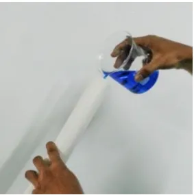 Figure 3: Method of pouring the liquid soap into the plastic mold 