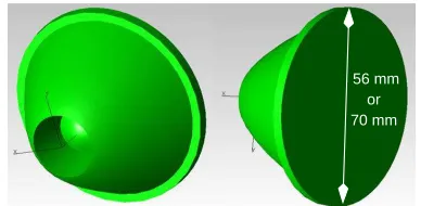 Fig. 6. Lens for spot light - back (left) and front (right) view.