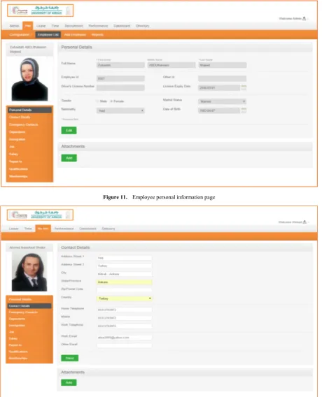 Figure 11.  Employee personal information page 