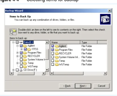 Figure 4-4 Selecting items for backup