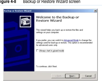 Figure 4-8 Backup or Restore Wizard screen