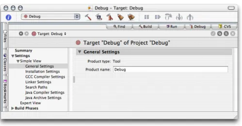 Figure 2-2 General Settings pane of the target editor in Project BuilderBuild System