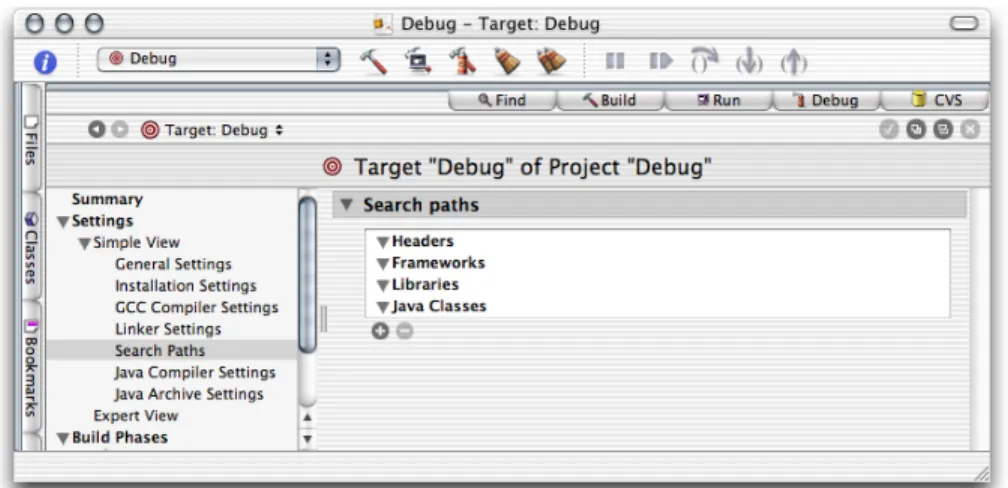 Figure 2-4 Search Paths pane of the target editor in Project Builder