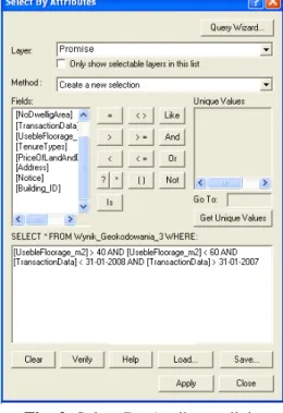 Fig. 2. Select By Attributes dialog  box. 
