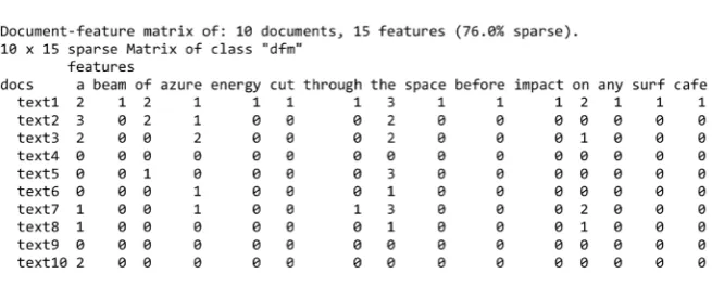 Figure 11. Document frequency matrix (DFM).  