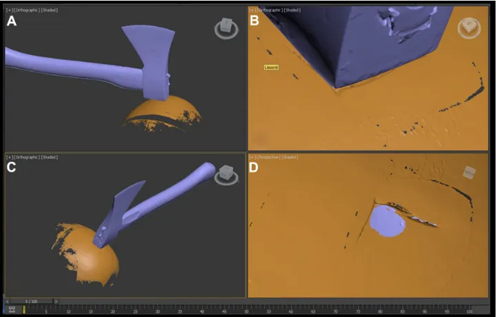 Figure 7 visualization of the comparison of two 3D models obtained by surface scanning using a fringe-light scanner (Gom ATOS Compact Scan 5M, GOM mbH, Braunschweig, Germany).Notes: To test the accuracy of the method, “lesions” on watermelons were produced