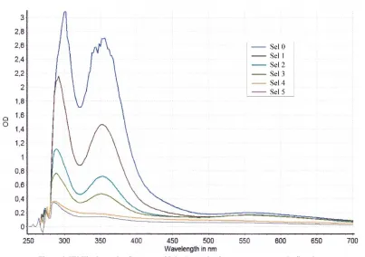 Figure 4. UV-Vis absorption Spectrum of I2 in the anode after measurement on the first day 
