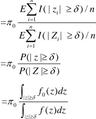 Figure 2. It is seen from Figure 2 that FDRand approximates true FDR poorly, which makes the 
