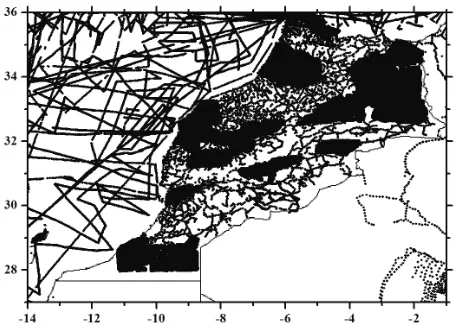 Figure 1. Distribution of gravity data over the study area. 