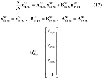 Figure 5The SSSC model is derived using the system shown in . Therefore, the equations that describe the three phase currents and dc circuit voltage of the SSSC are given by (10) and (11)