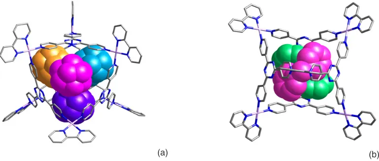 Fig. 6: Crystal structure of (a) 12c·(o-carborane)4, and (b) 12c·(diphenylmethane)2