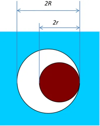 Figure 1. Model, A solute (sphere of radius r) in a spherical cavity of radius R created in the solvent