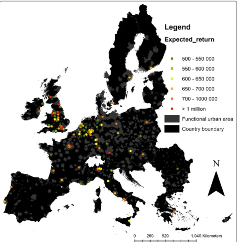 Fig. 10 Spatial distribution of hives for Scenario 1 under six different economic viability thresholds