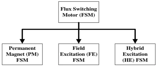 Figure 2.1: Classification of flux switching motor (FSM)  