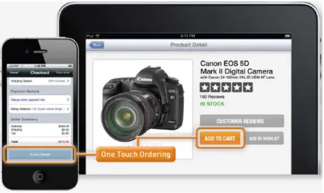 Figure 4. One-touch features simplify checkout. With even less time to convert sales with mobile users, make checkout  easy and require as few steps as possible