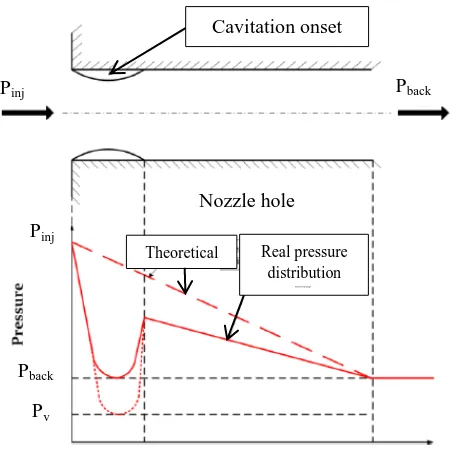 Figure 2.7: Cavitation formation inside nozzle [42] 