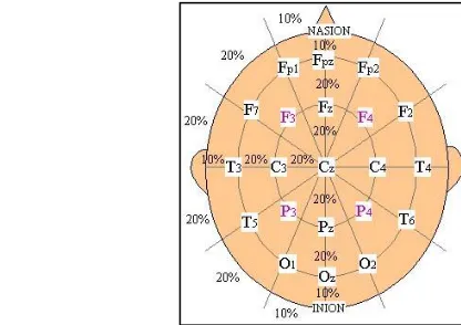 Figure 2.6  :  Labels for points according to 10-20 electrode placement system  (Saeid Sanei et al, 2007, M