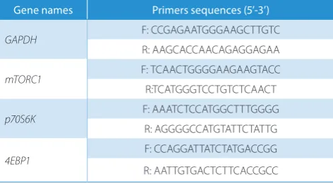 Table 1. The primers for real-time quantitative PCR