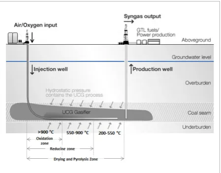 Figure 1 Principle of the UCG with reaction zones 
