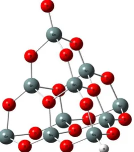 Figure 2:  Attachment of a single H atom to oxygen atom at the Sn10O18 cluster surface (Sn10O18H)