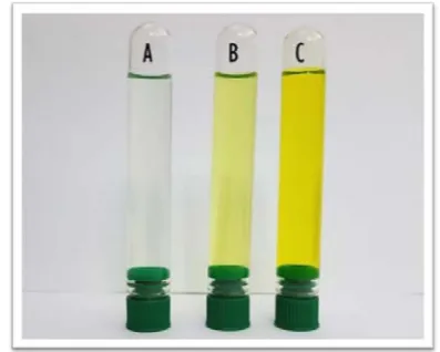 Figure 4.  UV–Visible spectrum of “AgNPs” @ 410nm (A), “PA-AgNPs” @398nm (B), “PA-AgNPs + Creatinine” 