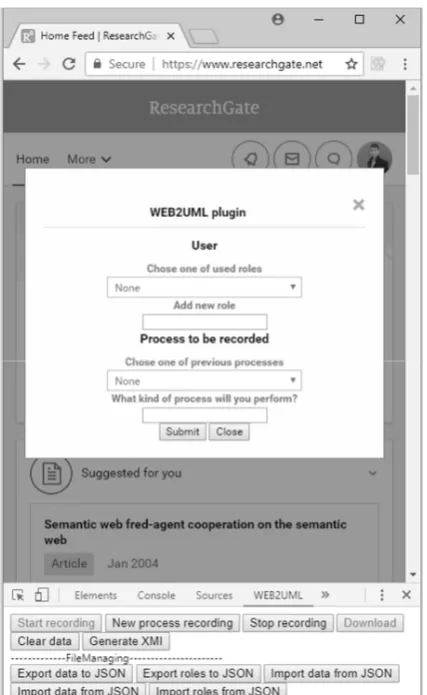 Figure 6    matchingUseCases[j].insertCallBehaviorAction(matchingSequences[i]);}}} The implemented WEB2UML plugin