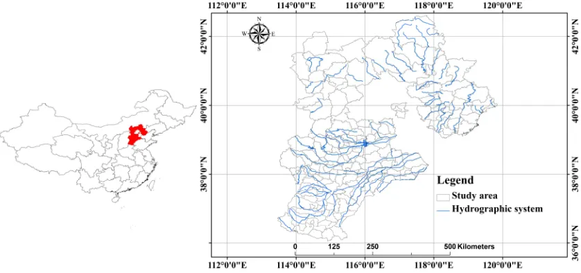 Fig. 1. The study area of Hebei province in China   