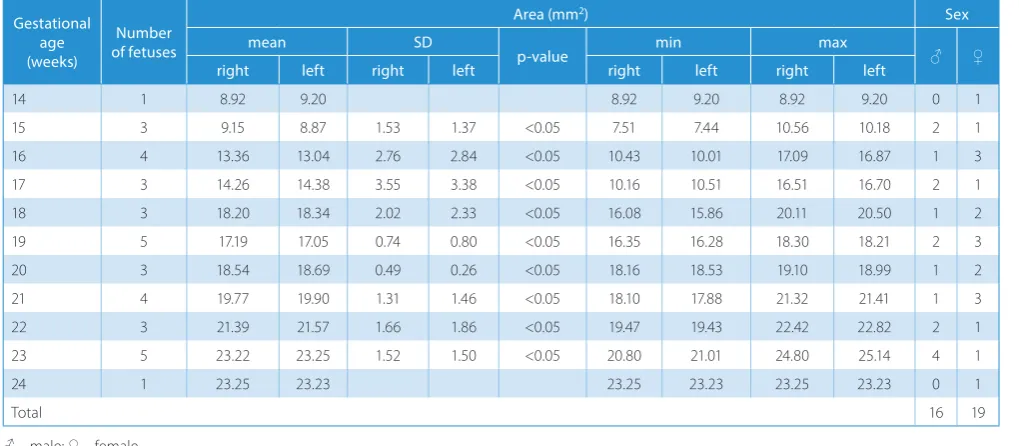 Table 5. The growth dynamics of the base, sides and area of the Petit triangle