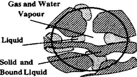 Figure 2.4: Schematic view of phase exists in a porous medium [23]