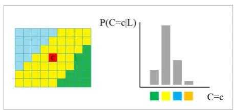 Figure 4Example of a distribution of the central segment class probability P(C|L)