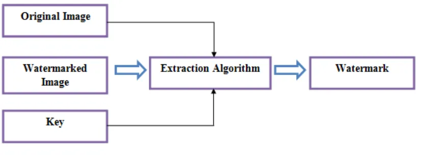 Figure 2.3: Watermarking extraction process (Hussein and Mohamed, 2012) 